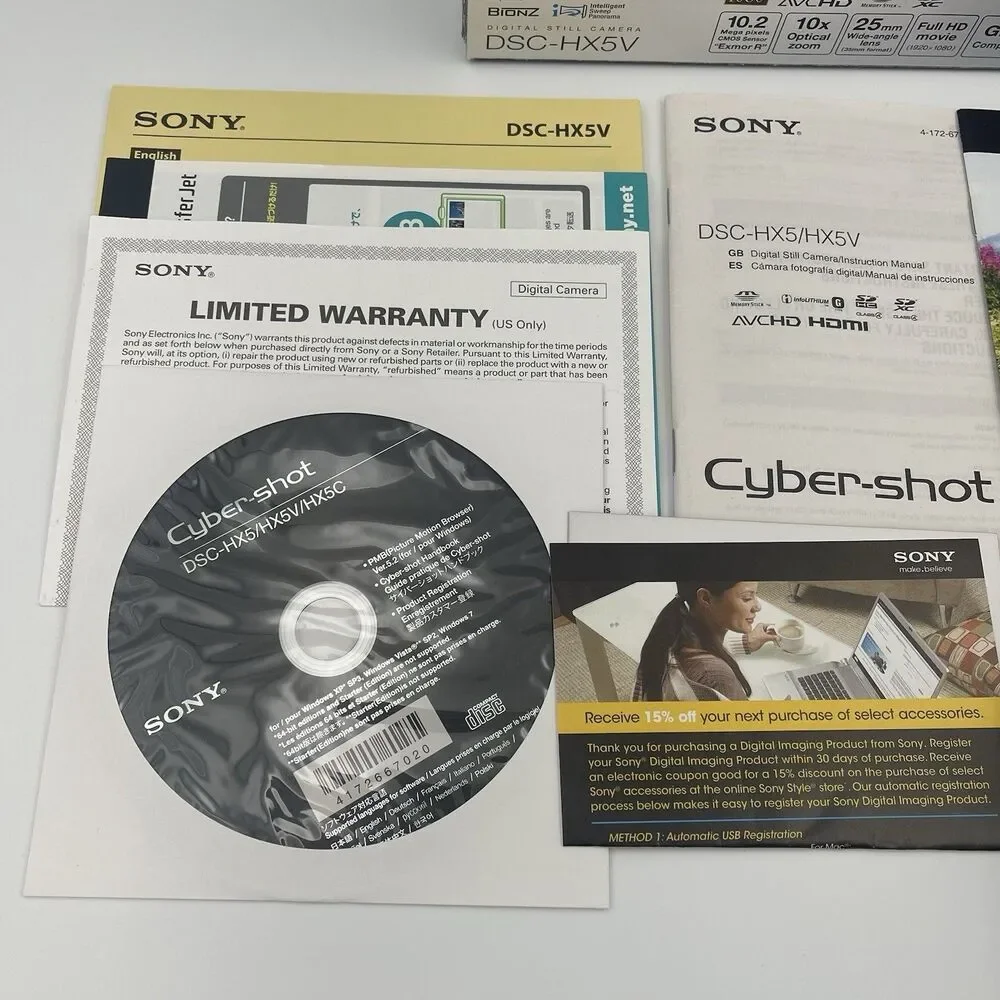 Sony Cyber-shot DSC-HX5V 10.2MP Digital Camera - Black (Full Box & Accessories)